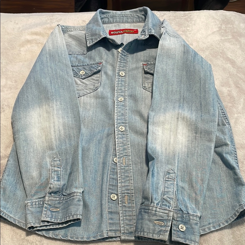 Kids Vintage Indigo Bank Light Blue Denim Shirt
